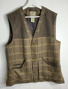 Beretta Men’s Shooting vest wool cashmere check tweed 42 VGC brown suede - Picture 1 of 10