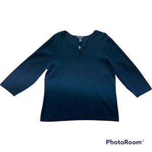 Maglione Spencer Jeremy nero misto seta manica 3/4 maglia a costine - donna 1X - Foto 1 di 9