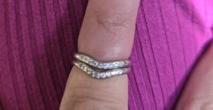 Tiffany & Co Diamond Platinum Elsa Peretti Curved 2mm Band Ring Size 3 & 4 Both - Picture 1 of 12