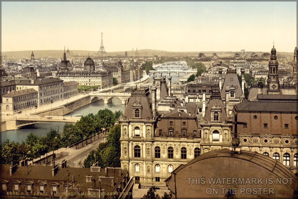 Poster, Many Sizes; Paris Panorama Of The Seven Bridges In 1895 - Image 1 of 1