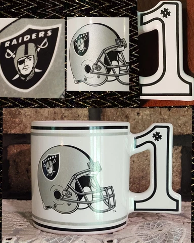 Vintage OAKLAND RAIDERS #1 MUG Coffee Russ Berrie Company 12 oz Las Vegas NFL Cover