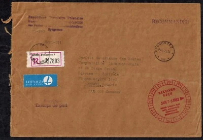 Polonia 1988 Correo Aéreo Oficial Registrado a Ottawa para Reconciliación RARO Foto 1 de 4