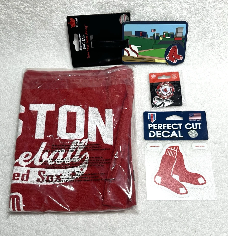 Boston Red Soxs MLB ~ Loot Crate Baseball ~ Spring Training Pin ~ Towel ~ Decal - Image 1 of 4