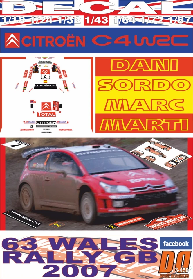 DECAL CITROEN C4 WRC DANI SORDO WALES R. GB 2007 5th (08) - Image 1 of 1