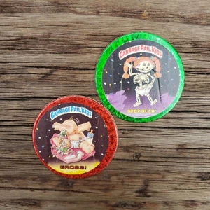 (2) Vintage Garbage Pail Kids Pogs - DROP DEAD! & GROSS! - Picture 1 of 5