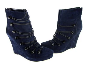 BOUTIQUE 9 WOMEN'S RADD FASHION ANKLE BOOTS DARK BLUE/BLACK SUEDE US SIZE 8.5 M - Picture 1 of 7