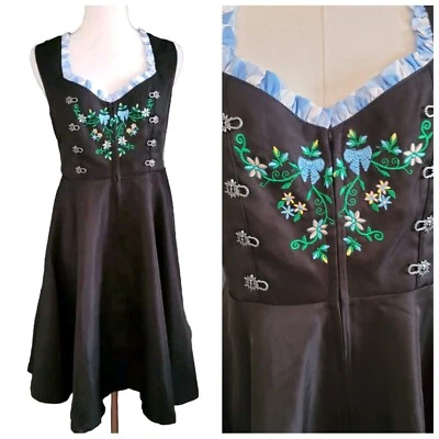 Glory Star Small Dirndl Dress Costume Octoberfest Blue Ribbon & Embroidery NWT - Image 1 of 4