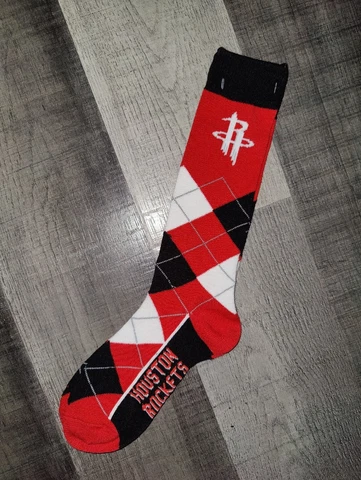 Houston Rockets Argyle Lineup Dress NBA Basketball Team Socks Large Cover
