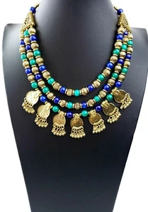 Boho Statement Multistrand Latz Halskette Münze Halskette Mode Halskette - Bild 1 von 5
