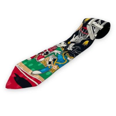 Corbata clásica de baloncesto de Mickey Mouse y Goofy de colección de The Disney Store 100 % seda Foto 1 de 4