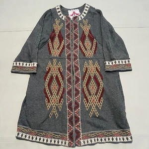 Johnny Was Open Front Kimono Embroider BOHO Geometric Cardigan Cotton Sweater-S- - Picture 1 of 11
