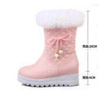 Womens Ankle Boots Fur Trim Wedge Heels Quilted Bowknot Warm Shoes Snow Winter