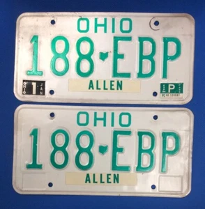 Pair Of Ohio License Plates, 188 EBP, Allen County - Picture 1 of 2