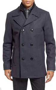Kenneth Cole Reaction Men's Gray Wool Blend Peacoat Winter Coat, XL - Picture 1 of 7