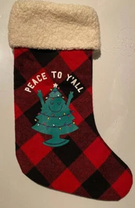 Christmas Tree Ornamental Buffalo Print Hanging Stocking Peace Y all New - Picture 1 of 3