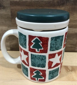 Holiday Tea Infuser Mug Vintage Waechtersbach Tea Strainer Lid Porcelain Germany - Picture 1 of 11