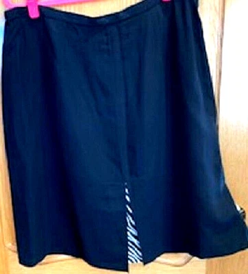 Falda midi para mujer Diane Gilman 100 % seda ligera forrada negra abertura talla: 1X Foto 1 de 4