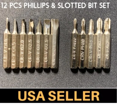 CR-V Screwdriver Bits PH000,PH00,PH0,PH1,PH2,SL1.0,SL1.5,SL2.0,SL2.5,SL3.0,SL4.0 - Image 1 of 4