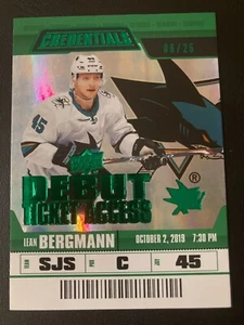 2019-20 Upper Deck Credentials Green Debut Ticket Access RC Lean Bergmann ed/25 - Bild 1 von 2