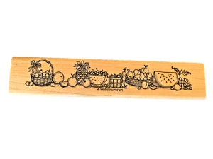 Stampin' Up! Basket Fruit Veggie Garden Border Rubber Stamp Mounted  - Picture 1 of 3
