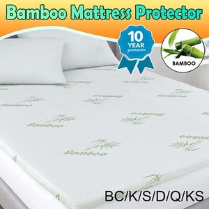 2022 NEW 100% Waterproof Bamboo Mattress Protector Mattress Cover S/D/K/Q/BC - Picture 1 of 19