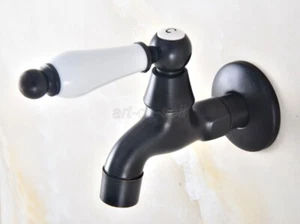 Oil Rubbed Bronze Ceramic handle Mop Pool Sink Tap Single Cold Laundry Faucet - Picture 1 of 8