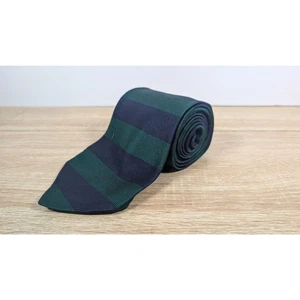 Brooks Brothers Makers Silk Tie Navy Green Striped Handmade in USA 3.25" - Picture 1 of 3