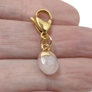 Dainty Rose Quartz Clip-on Charm: 1 1/8" Pale Pink Bag Charm Jewelry Accessory - Picture 1 of 8