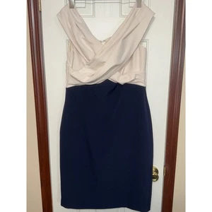 Lauren Ralph Lauren dunkelblau beige ärmelloses Etuikleid - Größe 12 - Bild 1 von 5