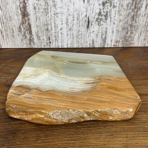 Vintage Mid Century Onyx Marble Solid Stone Heavy Cigar / Incense Ashtray - Picture 1 of 10