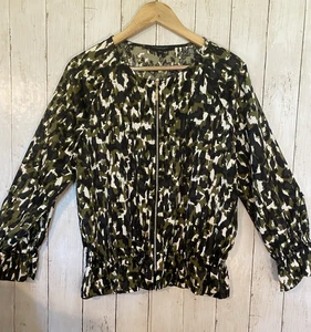 Chaqueta Marc New York Talla M Negra Oliva Cremallera Completa Peplum Satinado Capas Pieza - Imagen 1 de 10