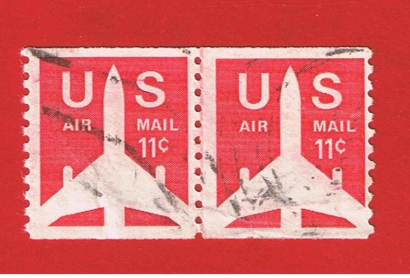 #C82   VF used  Air Mail coil line pair  Free S/H - Image 1 of 1