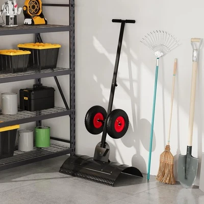 Empujador de pala de nieve extracción ángulo ajustable altura mango con ruedas para calzada Foto 1 de 4