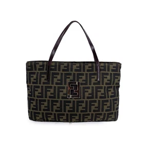 Bolso de mano con logotipo FF recortado en lona monograma Fendi Zucca - Imagen 1 de 6