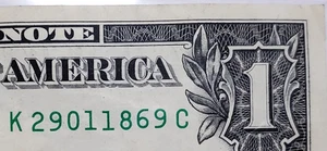Billete de $1 elegante número de serie fecha de nacimiento 29/01/1869 DDMMYYYYY - K 29011869 C - Imagen 1 de 3