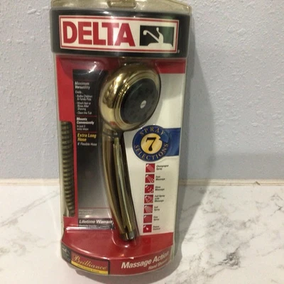 Delta De Colección. Oro Años 90 1997 7 Funciones Masaje Acción Cabezal de Ducha 6 ft Manguera EE. UU. NOS Foto 1 de 4