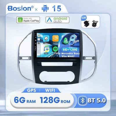 Wireless Carplay Android 15 For Mercedes Benz Vito W447 Car Stereo Radio GPS AHD - image 1 of 4