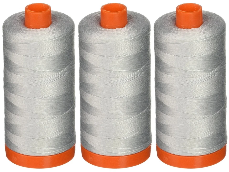 3-Pack - Aurifil 50WT - Dove Solid - Mako Cotton Thread - 1422Yds Each