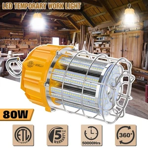 80Watt LED Temporary Work Light Construction Jobsite High Bay Shop Light 11600lm - Picture 1 of 12