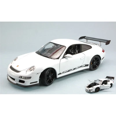 PORSCHE 911 GT3 RS 2007 WHITE WITH BLACK STRIPS 1:18 Welly Auto Stradali Modelli - Immagine 1 di 3