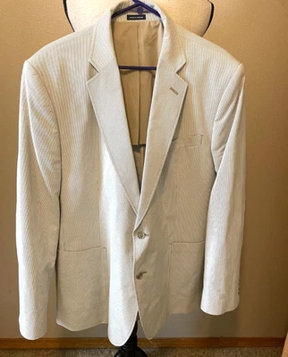Stafford Signature Pinstripe Sport Coat, Light Brown, Cotton, Size XL 46 48 - Image 1 of 4