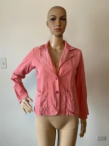 Blazer Chaqueta Abrigo Turimet Rosa Pana Dos Botones Parche Abierto Bolsillos Talla S - Imagen 1 de 12