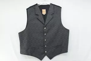 VTG Wah Maker Western Vest Men’s XXL Black Made USA Cowboy Sleeveless Polyester - Picture 1 of 9