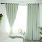 1x Blackout Curtains Double Layer For Bed Room Lace Tulle Drape Eyelets