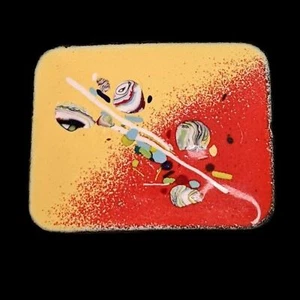 Vintage Enamel Brooch - Artisan Abstract Floral Design on Copper - Picture 1 of 5