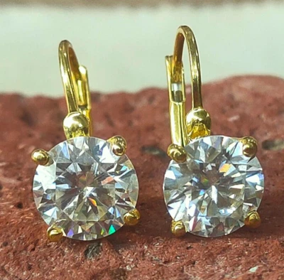5.00 Ct Certified White Diamond Solitaire Earrings ,925 Silver, Yellow Micron - Image 1 of 4