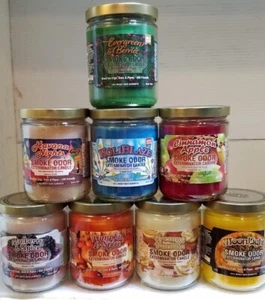 Smoke Odor Exterminator 13 oz Jar Holiday Candles Assortment Set of (8) Candles. - Picture 1 of 10