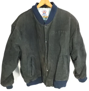 Vtg Camel Joe Cool Leather Suede Jacket Men's XL Black Snap Front Thrashed - Picture 1 of 22
