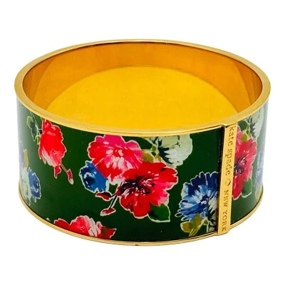 Brazalete Brazalete Kate Spade Verde y Rosa Floral con Brazaletes Dorados Multi Papel Foto 1 de 4