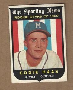 1959  TOPPS   EDDIE  HAAS  #  126    NEAR   MINT